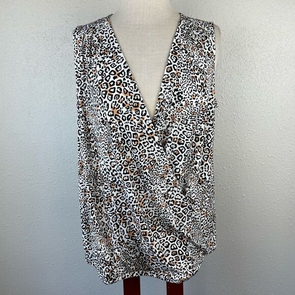 Philosophy Leopard Print Sleeveless Blouse Top Size L EUC - Picture 1 of 5